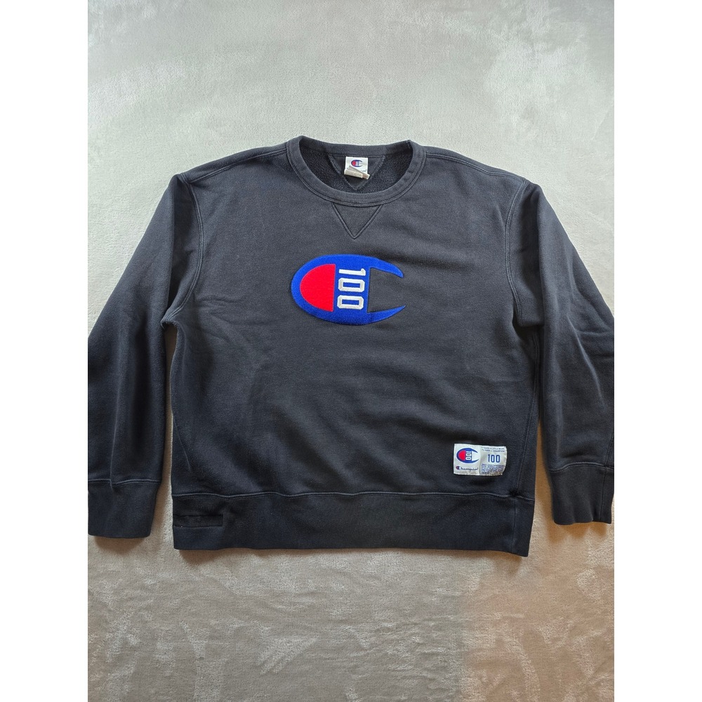 Champion 100 Crewneck Sweatshirt Womens XL Black Heavyweight Fleece